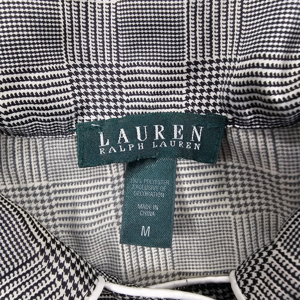 Lauren Ralph Lauren Pajama Top Womens M Black Glen Plaid Button Loungewear VTG - Picture 7 of 10